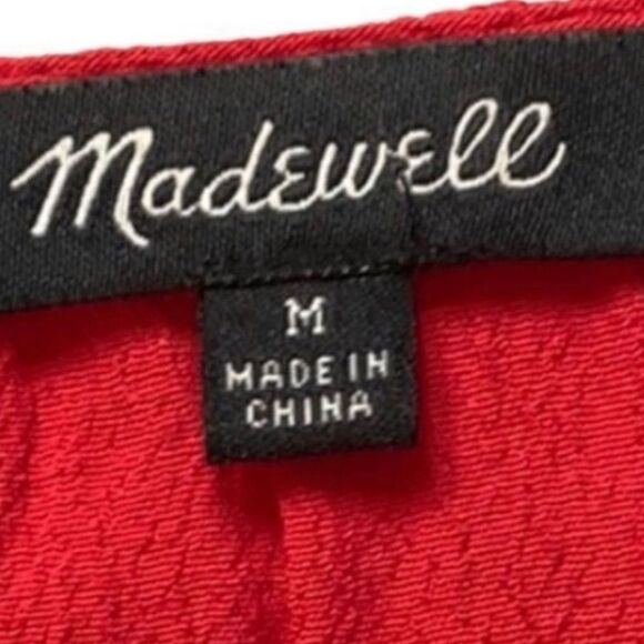 MADEWELL Dress Lace Up Front Flutter Sleeve Red Shift Size Medium - Picture 6 of 9